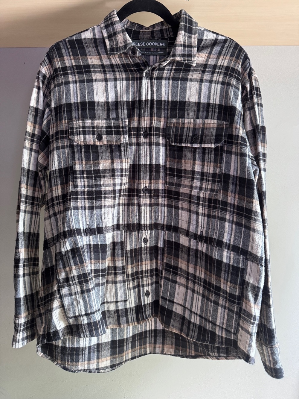 Reese Cooper Black & Brown Plaid Flannel Shirt